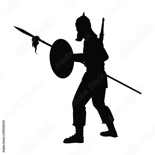Siam warrior with spear silhouette vector on white