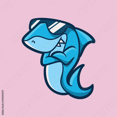 cartoon animal design cool shark cute mascot logo