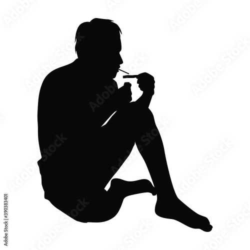 Drug addict man with amphetamine silhouette vector on white