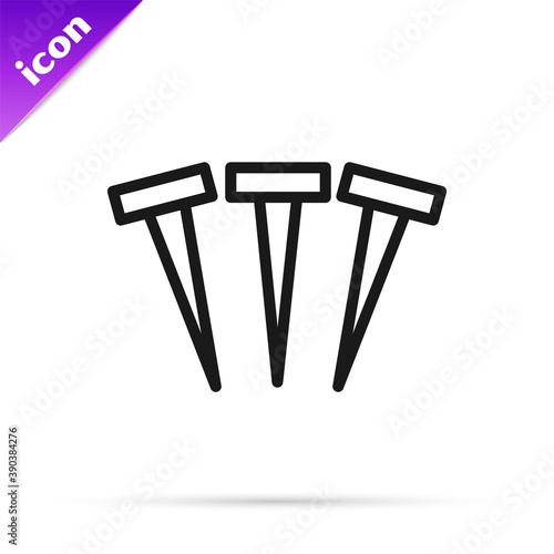 Black line Metallic nails icon isolated on white background. Vector.