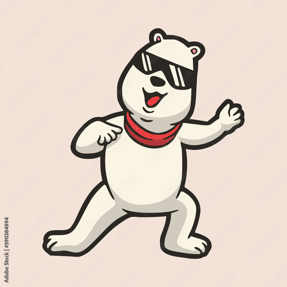 cartoon animal design Cool polar bear cute mascot logo