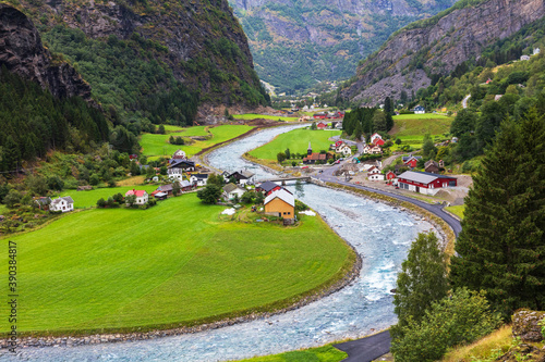 Fototapeta village in Flam, Norway