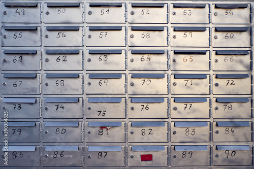 photograph of some metal mailboxes