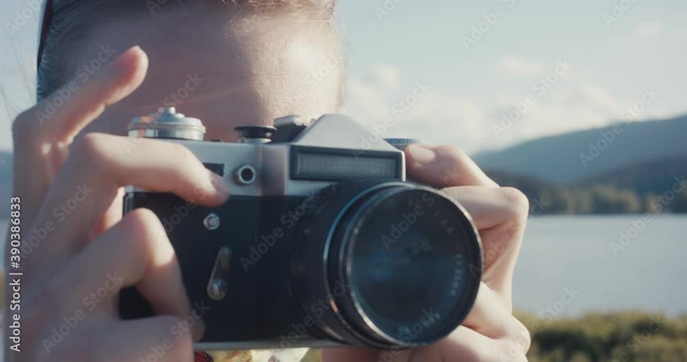 Blue eye woman photographer face mask nature travel mid virus pandemic Blue eye woman photographer face mask nature travel mid virus pandemic