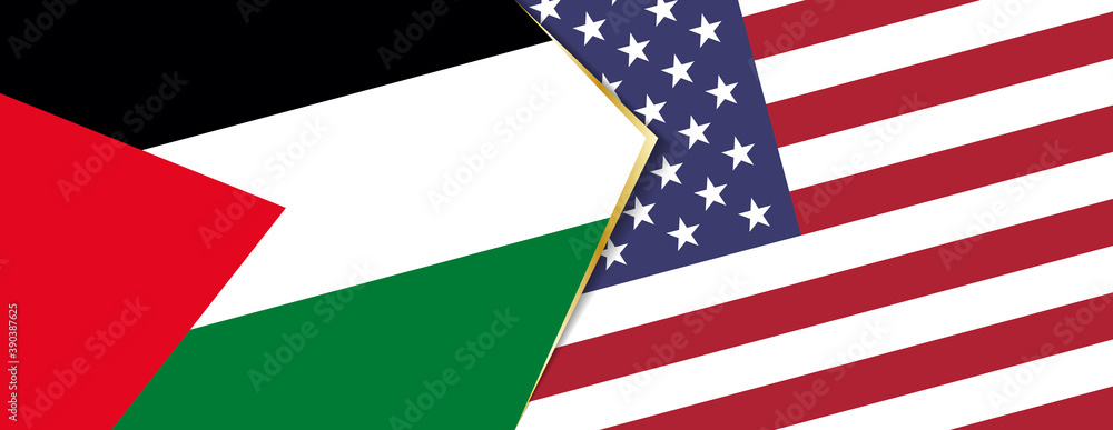 Palestine and USA flags, two vector flags. Palestine and USA flags, two vector flags.