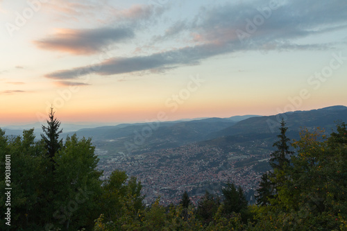Sunset in the mountains near Sarajevo. Bosnia and Herzegovina