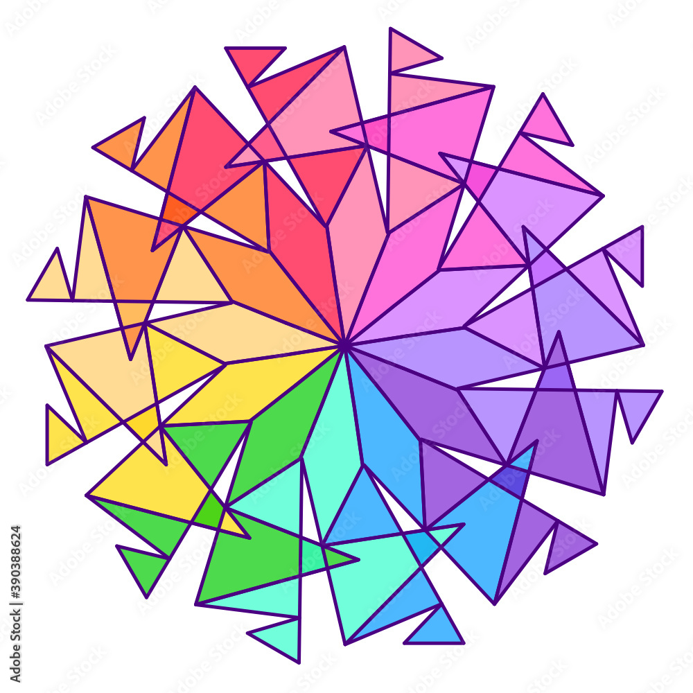 abstract geometric rainbow twelve sided polygon-12a1 abstract geometric rainbow twelve sided polygon-12a1