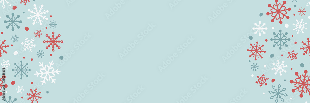 Beautiful Christmas banner with festive snowflakes. Xmas ornament with copyspace. Vector Beautiful Christmas banner with festive snowflakes. Xmas ornament with copyspace. Vector