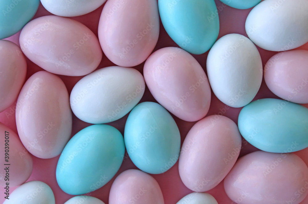 Almond candies close up view, sweets background
Almond candies close up view, sweets background