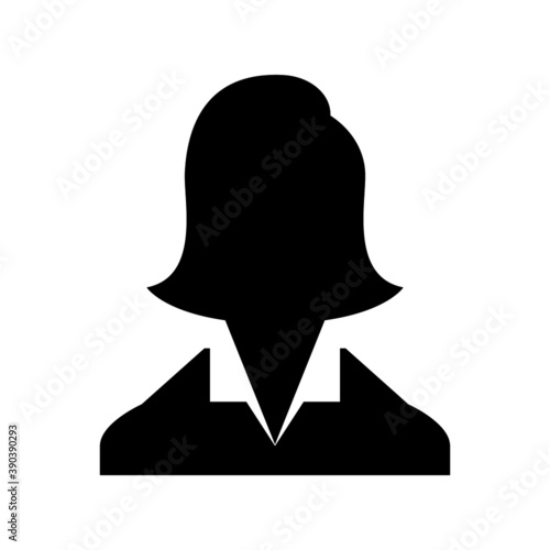 Business woman icon, avatar symbol. Female pictogram, flat vector sign isolated on white background. Simple vector illustration for graphic and web design.