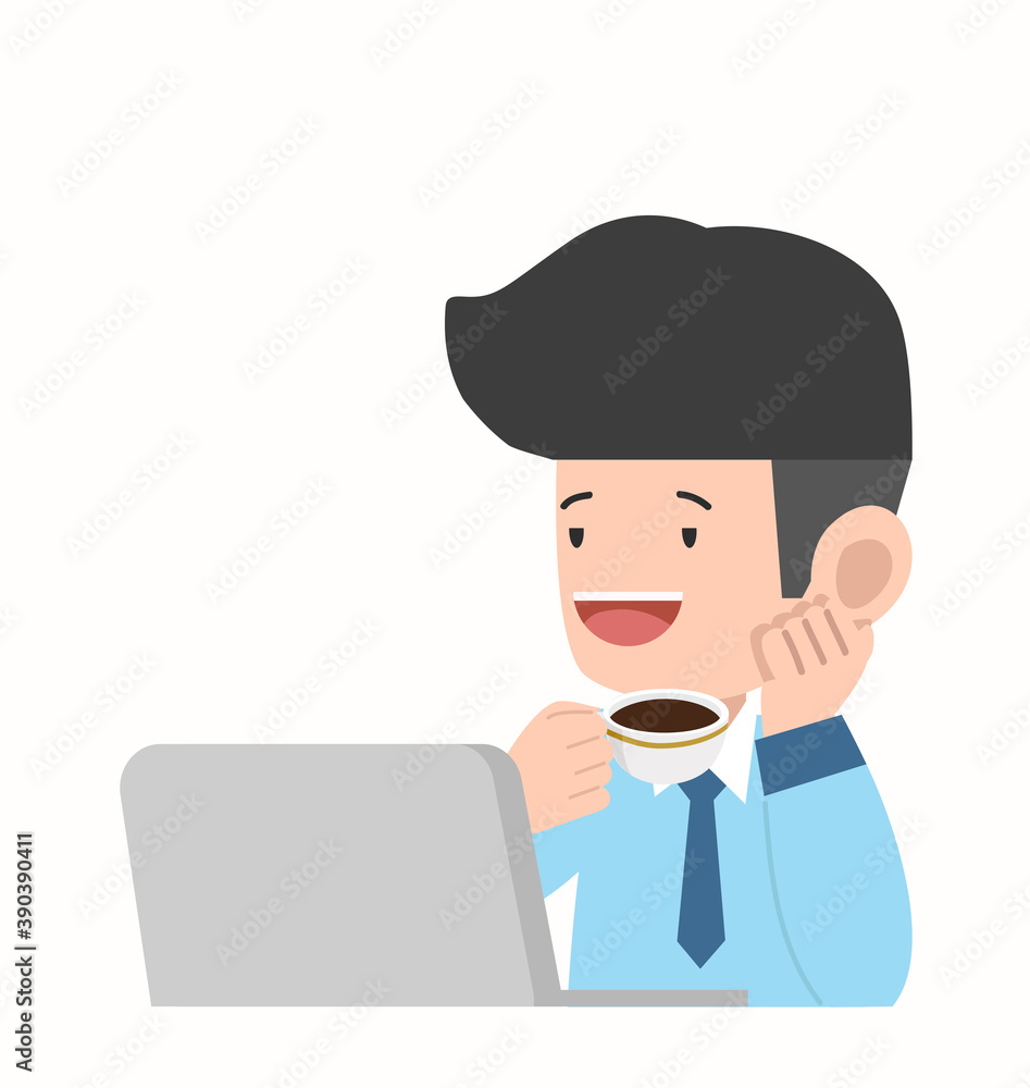 Businessman drinking coffee Vector character Businessman drinking coffee Vector character
