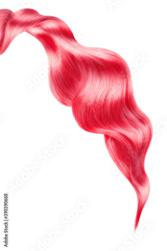 Pink shiny hair on white background, isolated