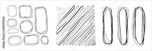 Set of vector abstract handmade graphic elements isolated on white, for decoration, invitations, posters, card, fabric