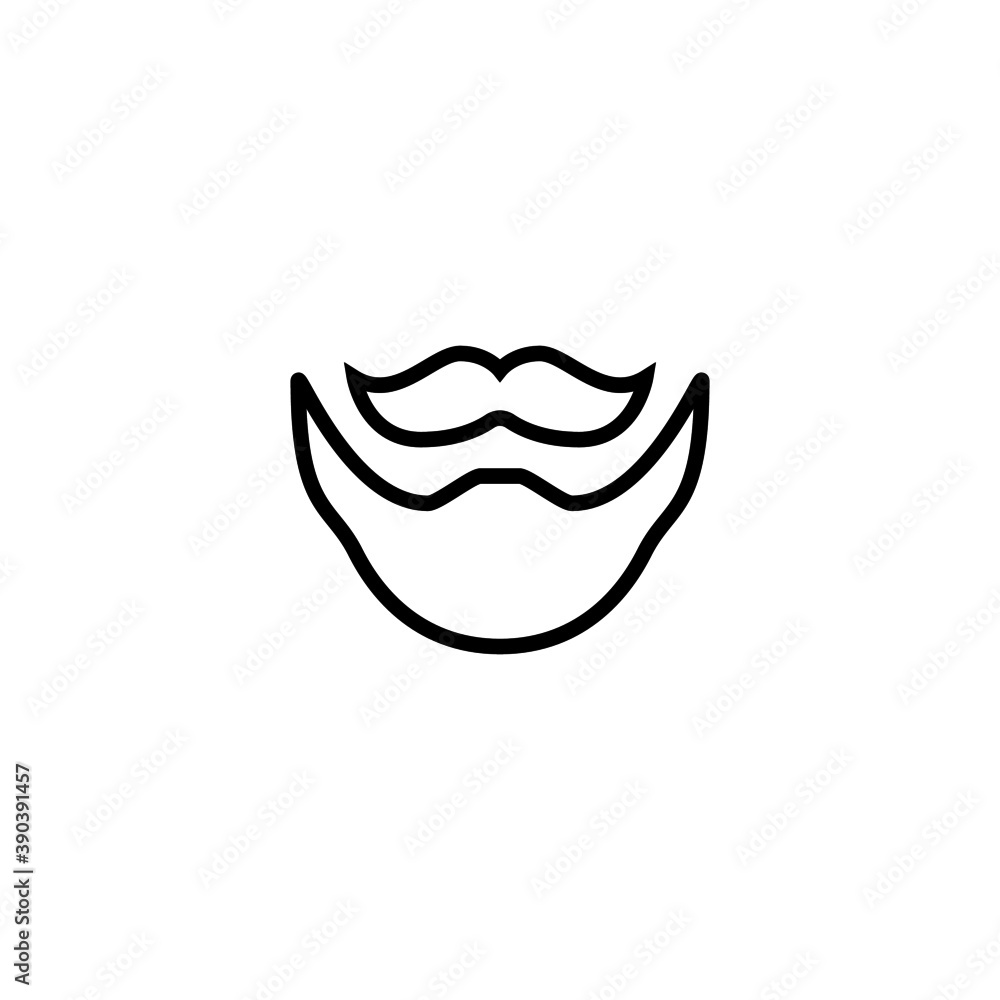 Moustache & beard Icon in black line style icon, style isolated on white background Moustache & beard Icon in black line style icon, style isolated on white background