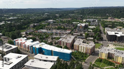 Birdseye footage of Redmond Town Center in Redmond, Washington, near Bellevue photo