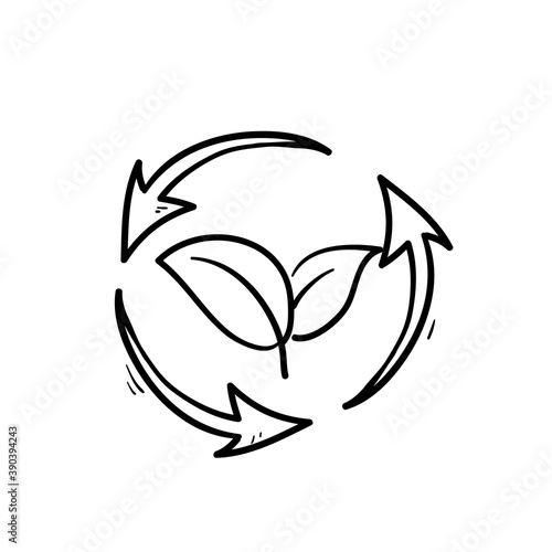 hand drawn doodle organic recycle icon illustration
