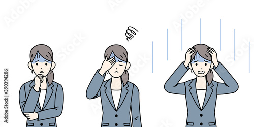 会社員の女性　困る　不安　仕草