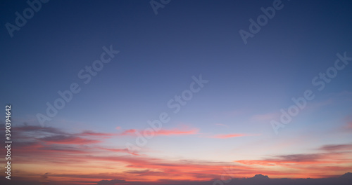 sunset in the sky with clouds background.