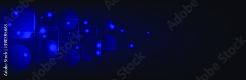 blue abstract geometric background. Shining frames, circles. Vector illustration.
