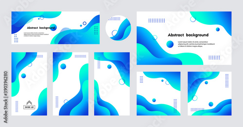 Social media stories, posts, cover, banner, templates. Abstract blue liquid trendy vector backgrounds with copy space