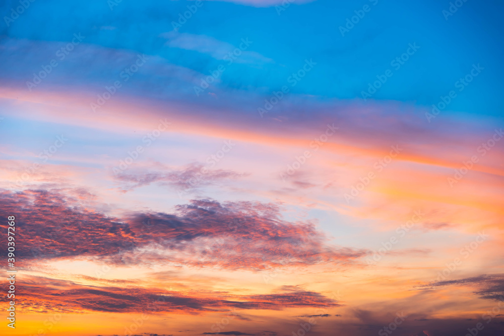 Colorful of twilight sky and cloud at sunset