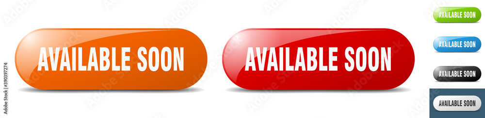 available soon button. key. sign. push button set available soon button. key. sign. push button set