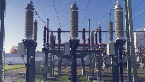 Wide angle, transformation station, electricity concept.