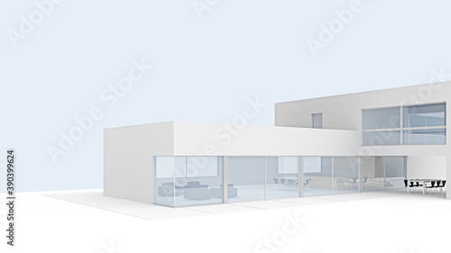 modern minimalistic white building exterior with copy space