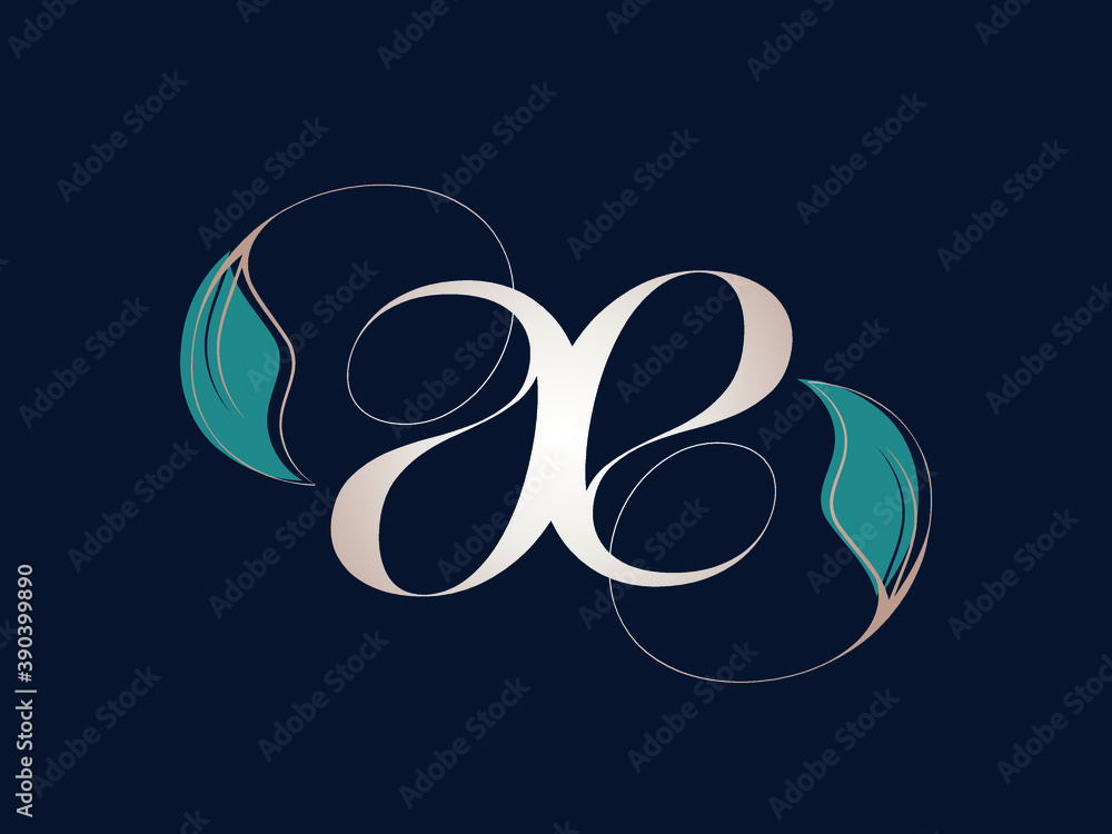 AE monogram logo.Typographic icon with calligraphic script letter a and ...