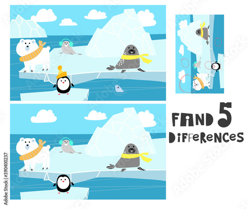  Find 5 differences winter