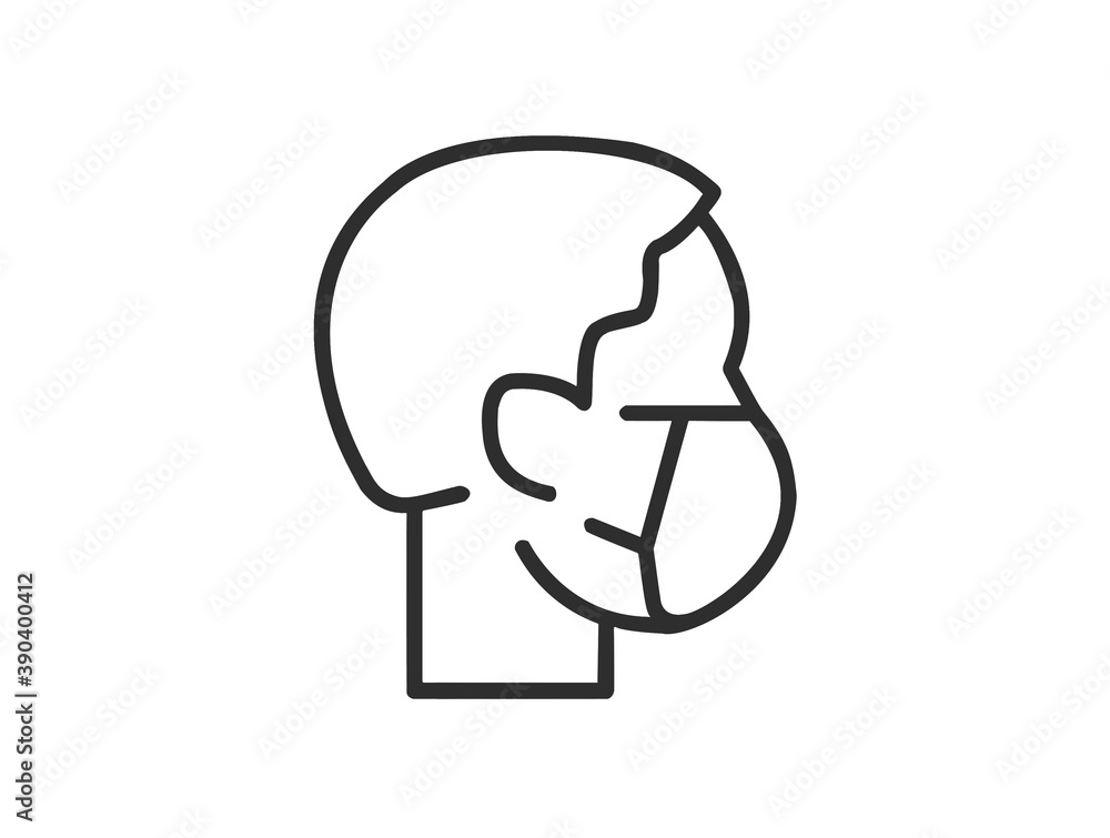 Black flat icon man in mask on white background Black flat icon man in mask on white background
