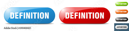 definition button. key. sign. push button set