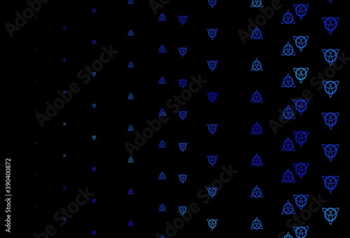 Dark BLUE vector backdrop with mystery symbols.