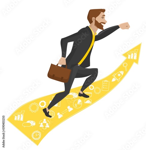 Business or manager running up on carier.