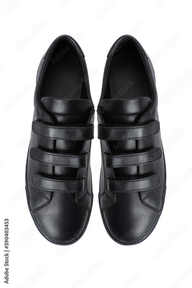 Black men's sport shoes. View from above Black men's sport shoes. View from above