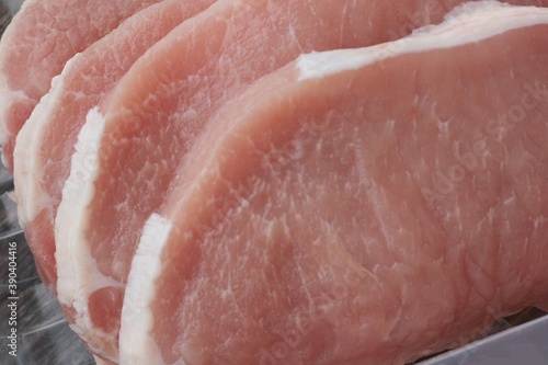 Fresh escalope of pork close up view