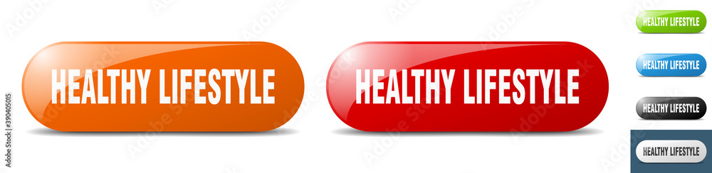 healthy lifestyle button. key. sign. push button set