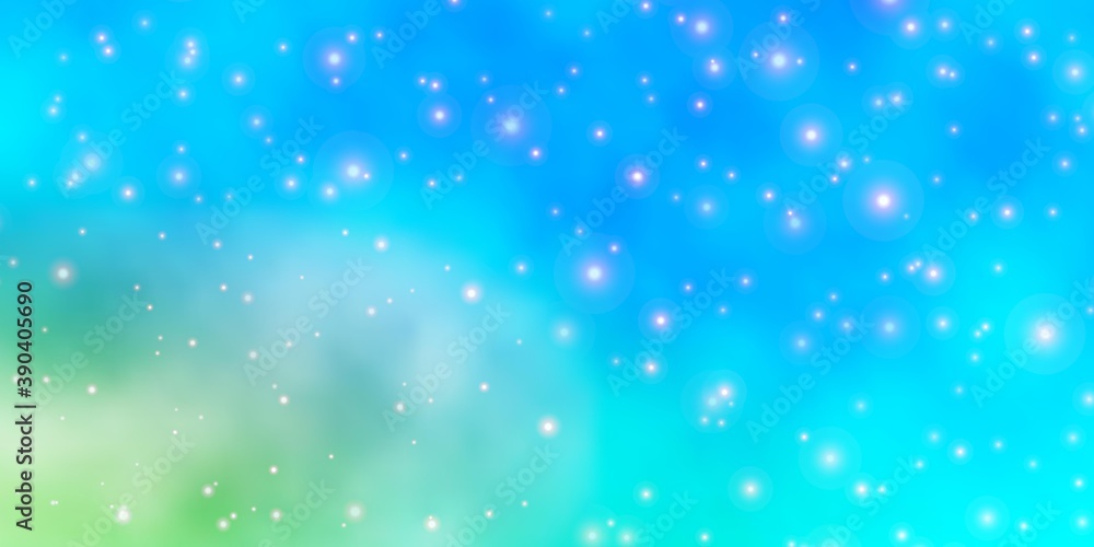 Light Blue, Yellow vector background with colorful stars.