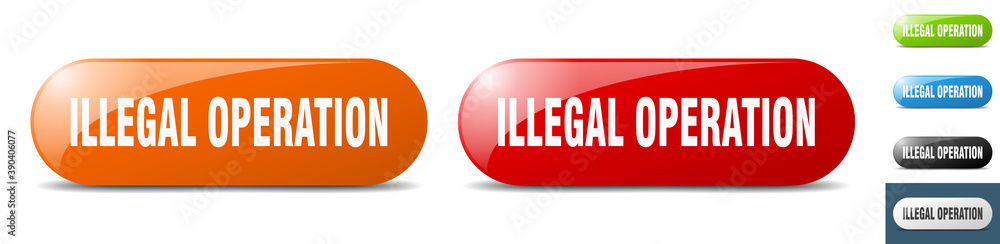 illegal operation button. key. sign. push button set illegal operation button. key. sign. push button set