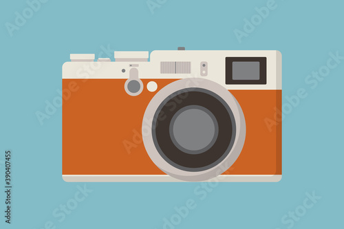 Retro photo camera icon flat style