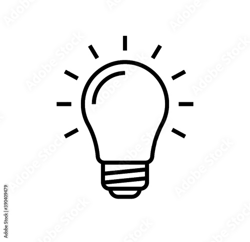 Black flat icon of lamp on white background