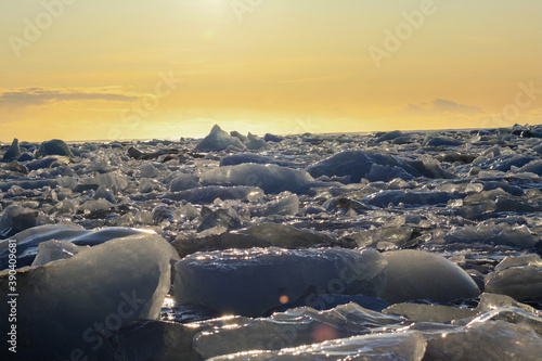 Diamond Beach in Island, Iceland. Blaues Eis