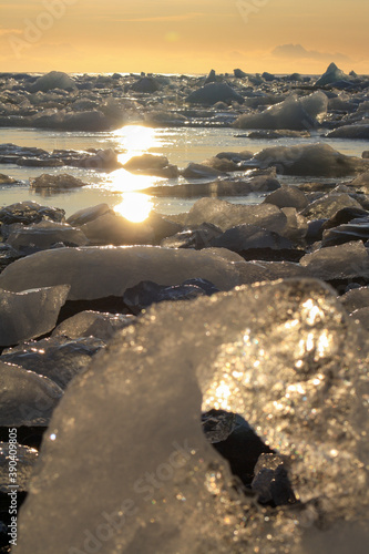 Diamond Beach in Island, Iceland. Blaues Eis