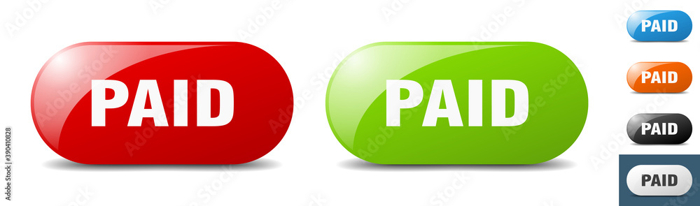 paid button. key. sign. push button set paid button. key. sign. push button set