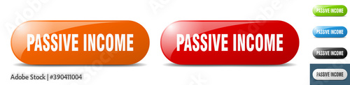 passive income button. key. sign. push button set