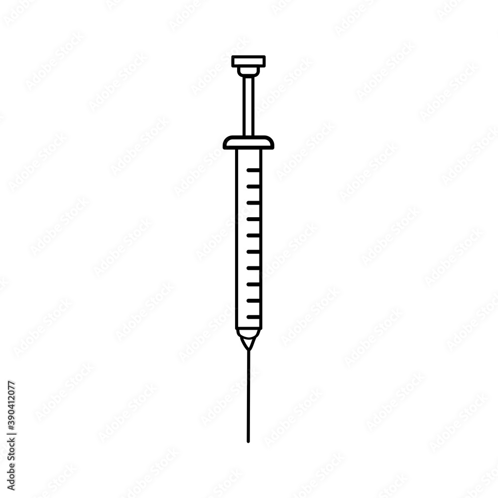 Vector icon of a medical insulin syringe for subcutaneous injections. Medical equipment. Doodle-style illustration for web design and books Vector icon of a medical insulin syringe for subcutaneous injections. Medical equipment. Doodle-style illustration for web design and books