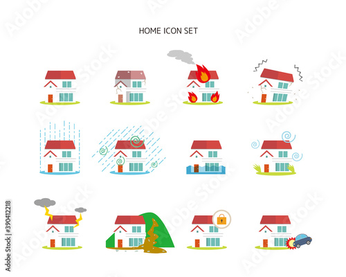 Vector illustration of a house / house. earthquake. Disaster. Insurance