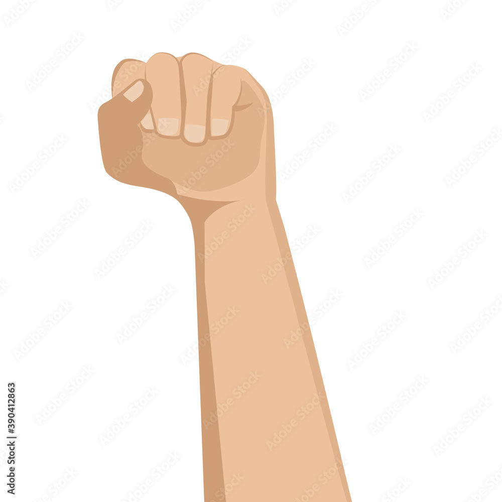Demonstration, revolution, protest raised. Clenched fist held in protest. Symbol of freedom, fight, revolution, unity, Demonstration, revolution, protest raised. Clenched fist held in protest. Symbol of freedom, fight, revolution, unity,
