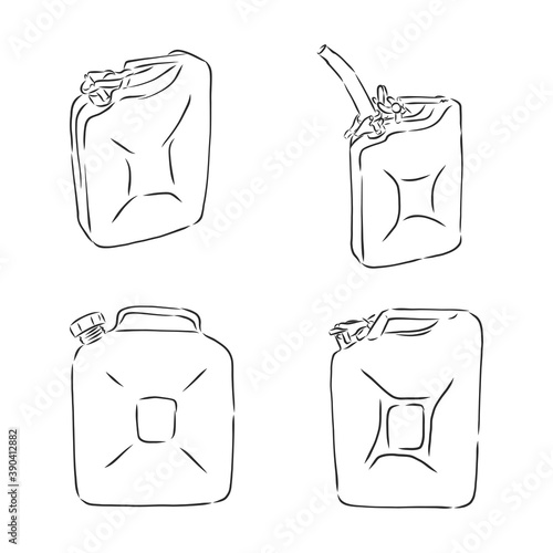 Blank big plastic motor machine lube pack tare, laundry hygiene cleaner detergent jerrican jar. fuel canister vector sketch illustration