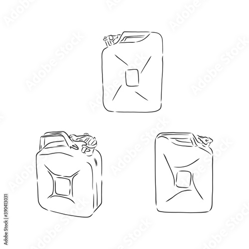 Blank big plastic motor machine lube pack tare, laundry hygiene cleaner detergent jerrican jar. fuel canister vector sketch illustration